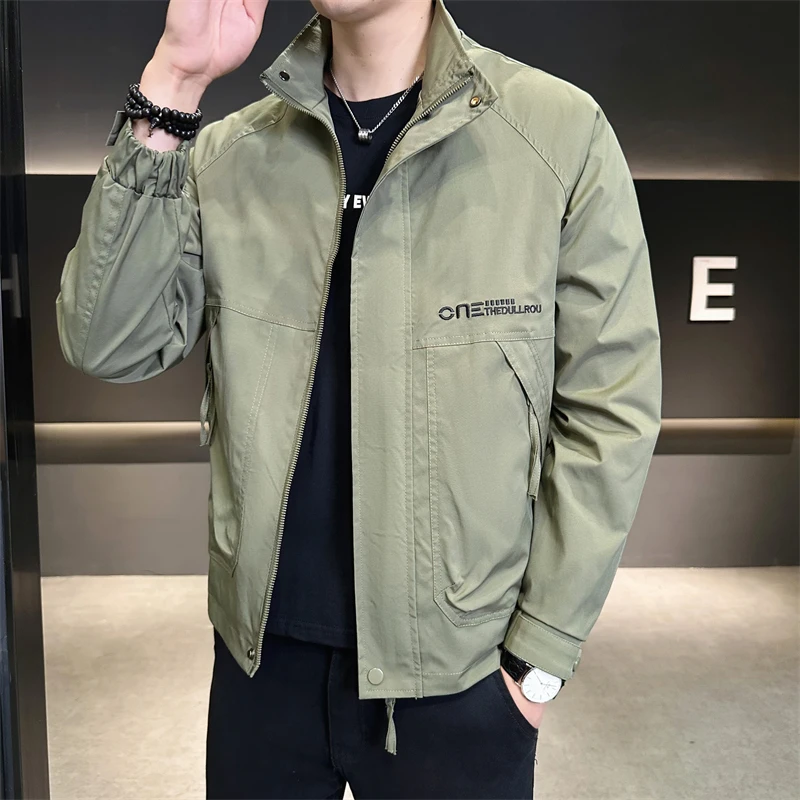 春秋款外套男款爆款2025新款立领休闲夹克春秋季韩版时尚简约百搭