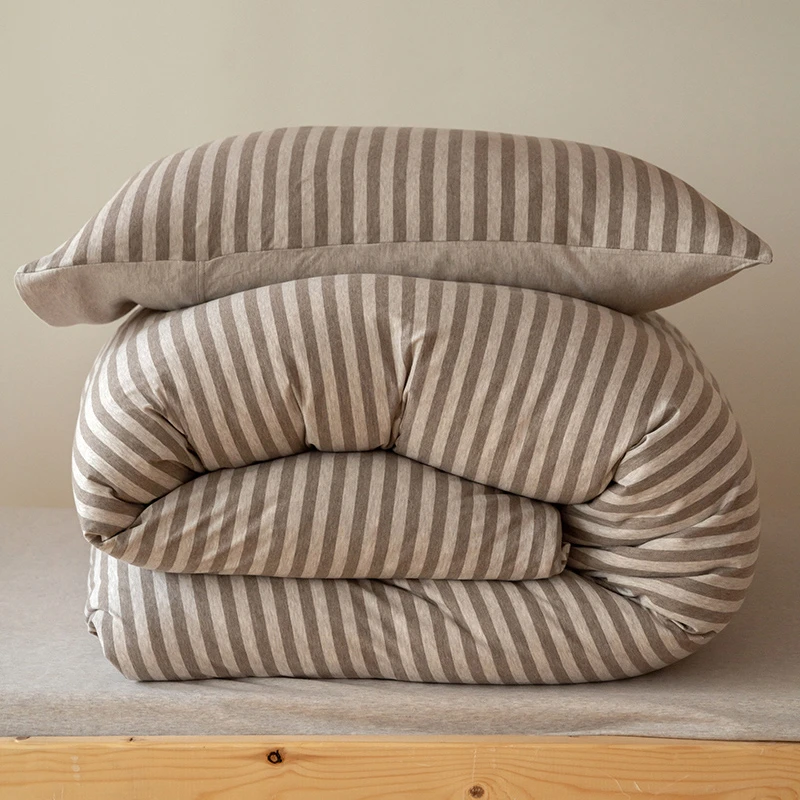 晶帅天竺棉加厚被子针织棉软糯被直接盖日式条纹被芯大学生宿舍用