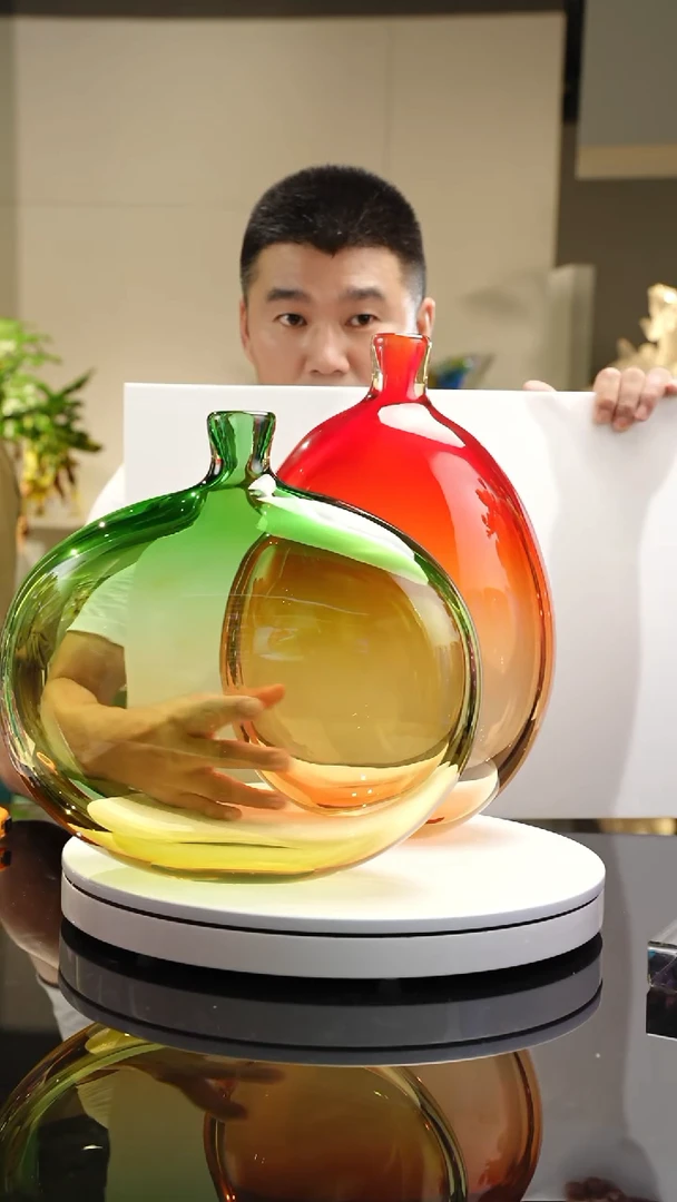 【闪购商品】琉璃手工艺品设计款花瓶一对带底座一对