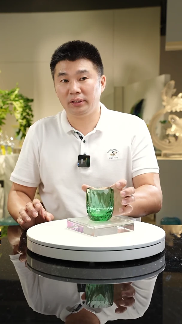 【闪购商品】琉璃手工艺品绿色福利切面水杯