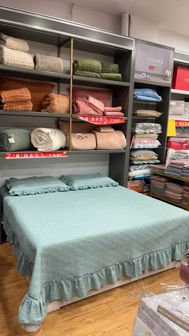 纯色砂洗床盖绗缝设计舒适透气床上用品