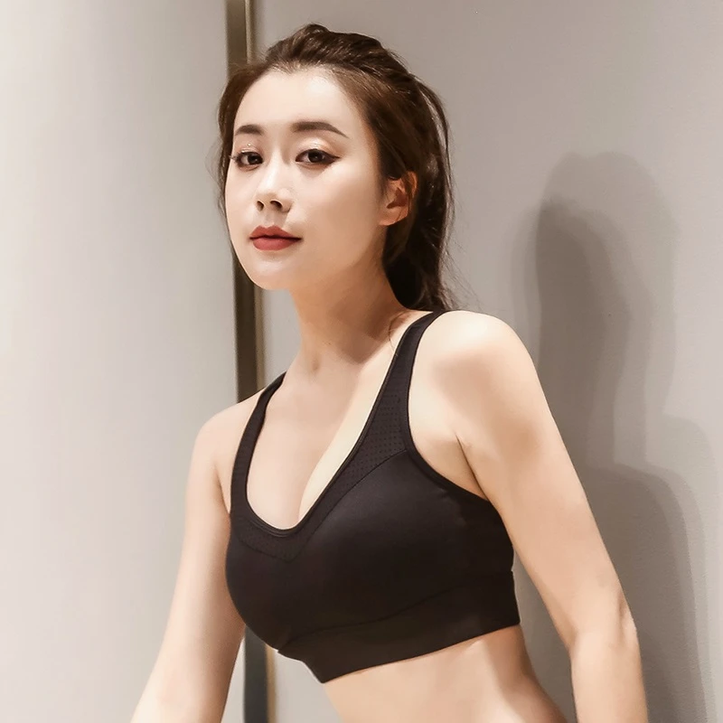 健身房运动背心式文胸大码胖mm跑步防震瑜伽聚拢内衣透气美背8029