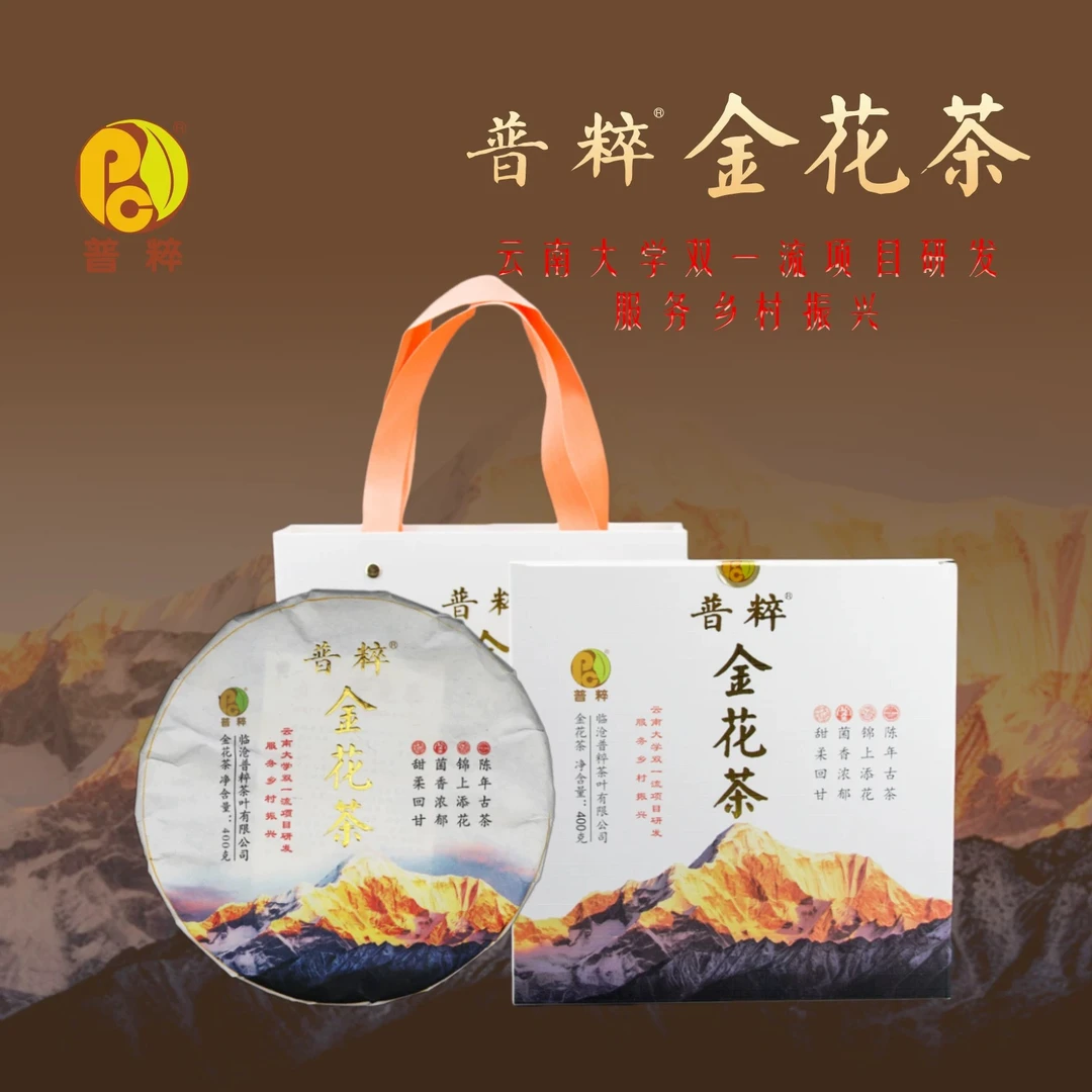2024年 普粹 金花茶 生茶饼 400g 菌香浓郁 10年以上陈年古茶