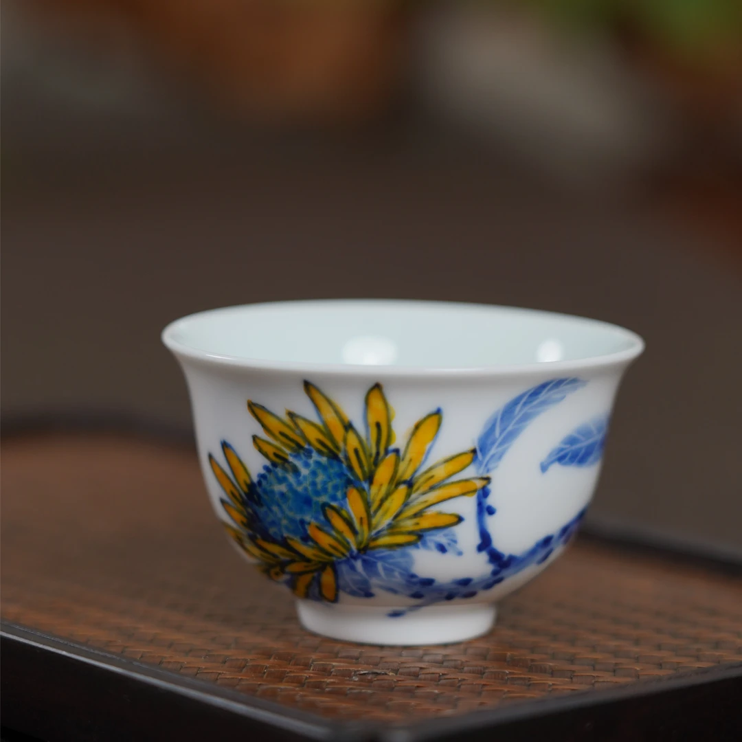 瑞和【桂红老师】青花五彩9号杯（向日葵）布局随缘