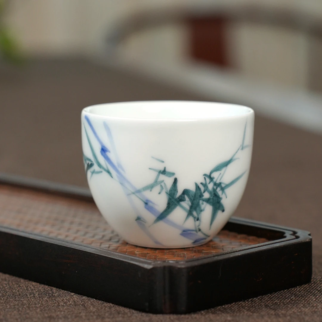 瑞和青花【梅兰竹菊】 青花五彩趣珠高端（容量约45ml） 纯手工主人杯
