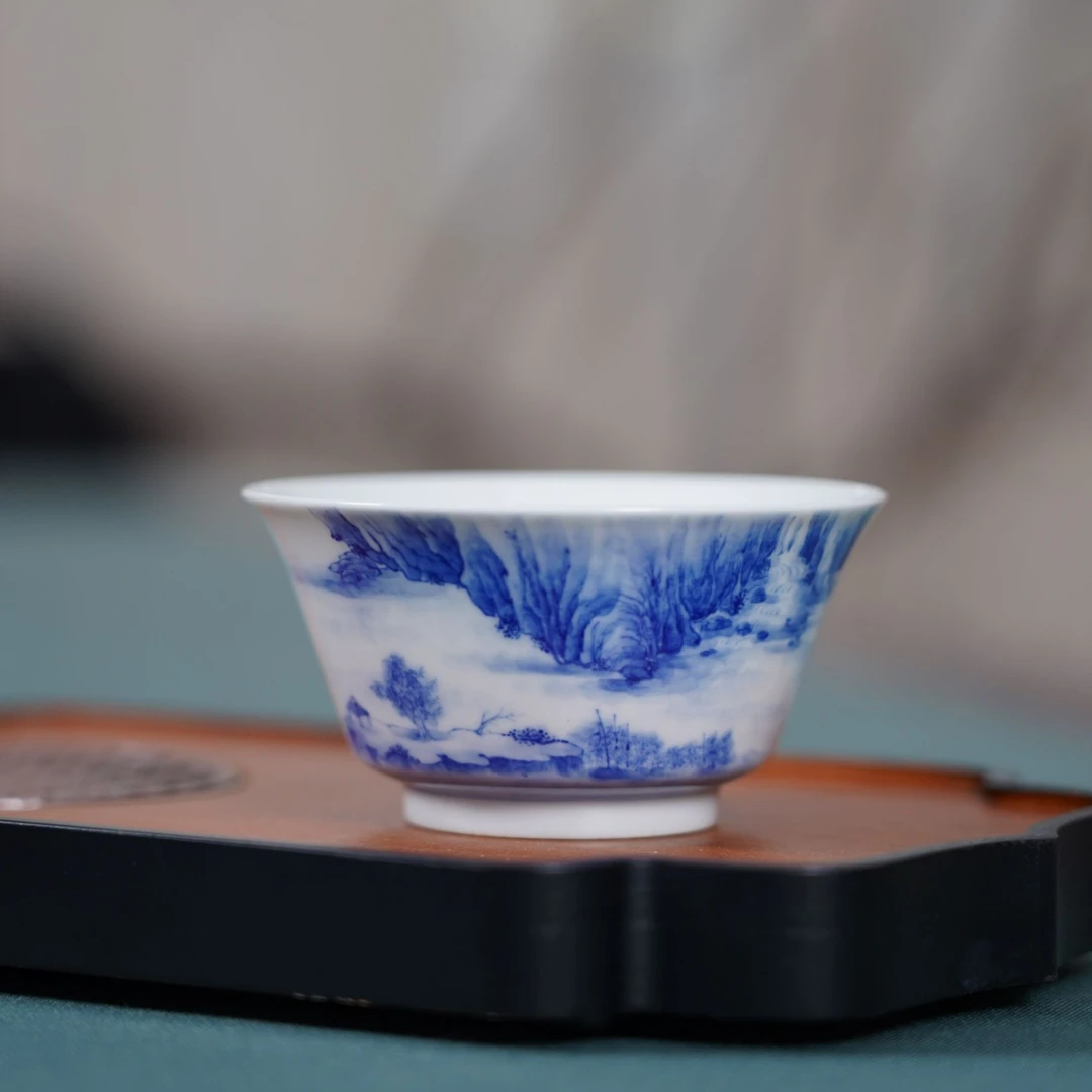 瑞和【仿古青花】山水纹若深杯 景德镇纯手工主人杯