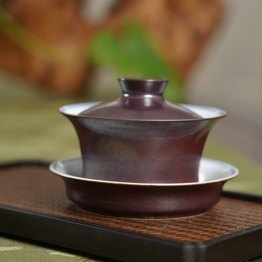 瑞和【原矿铁红釉】简爱手工盖碗 容量约120ml