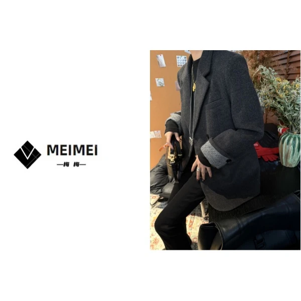 XMM.《灰色羽绒服西装》秋冬款时尚百搭洋气休闲小众羽绒服西装-376