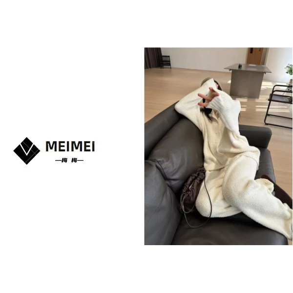 XMM.《珊瑚绒套装》秋冬新款时尚百搭洋气休闲小众加绒家居服套装