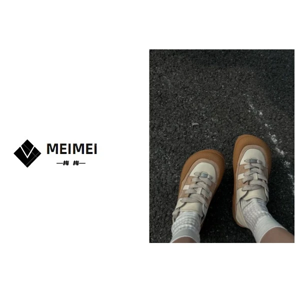 XMM《方头拼色系带板鞋》夏季时尚百搭洋气低帮潮流软底板鞋JL806-3