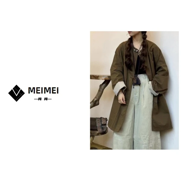 XMM.《巴黎恋人长款风衣》秋季新款时尚百搭洋气休闲风衣外套-98513