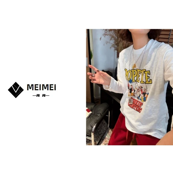 XMM女装.<竹节棉卡通图案>冬季新款休闲时尚百搭显瘦T恤.K7908