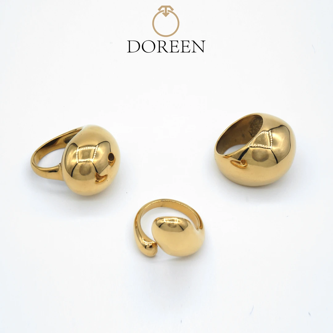 铜合金戒指 欧美金色光面气质百搭个性戒指可叠戴素款戒指