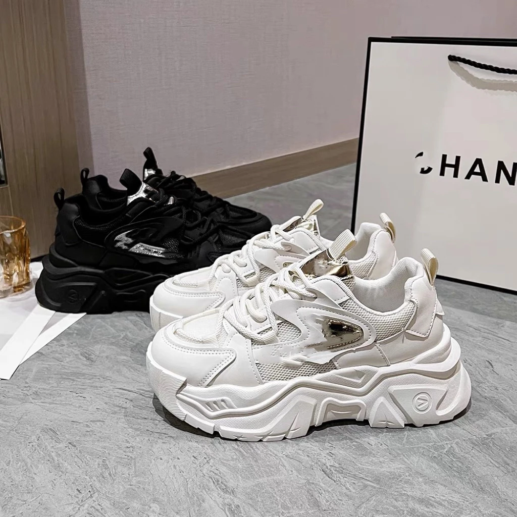 锦绣天下老爹鞋女休闲鞋厚底增高透气老爹鞋066/13仓