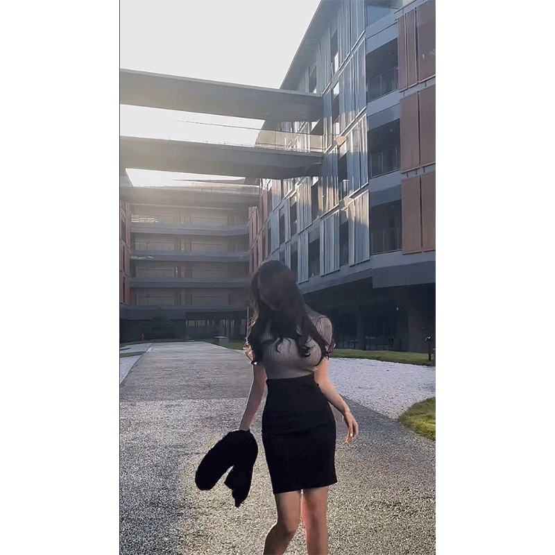 【韩漫女主角】纯欲风修身短袖针织衫毛衣上衣女秋冬新款显瘦半身裙