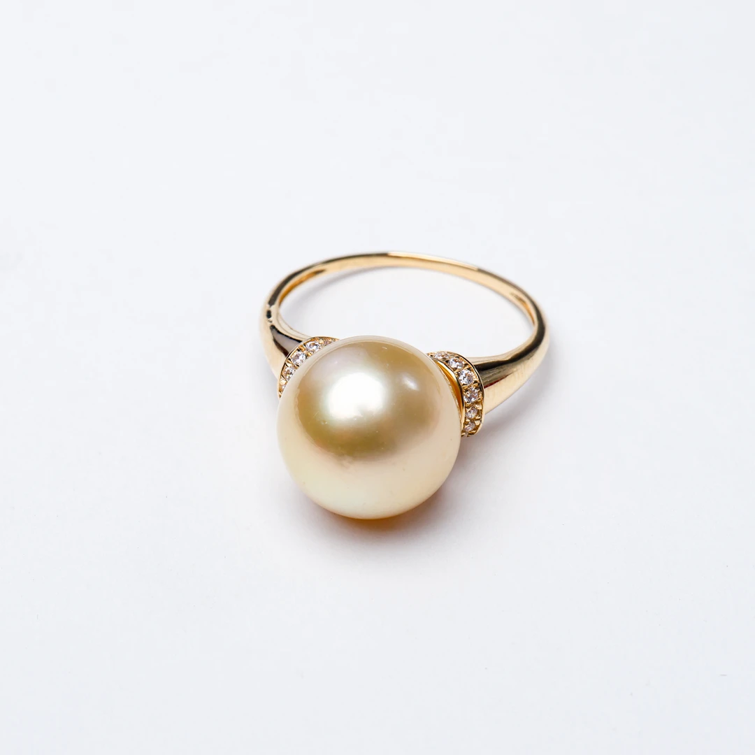 【小迪甄选】18k金南洋金珠海水戒指11-12mm