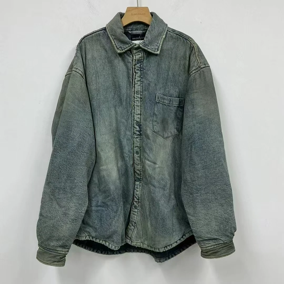 Balenciaga 巴黎世家 冰蓝胶泥染牛仔棉服 全新XS码/公价13600