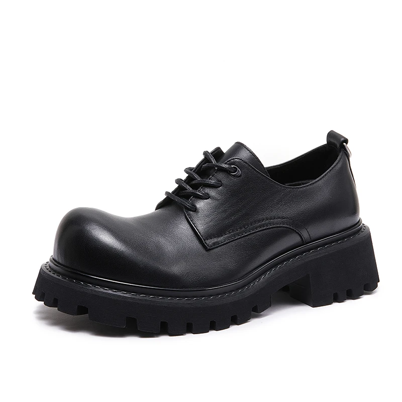 BVANNSW米奇德比鞋男英伦风厚底德比鞋男士圆头增高休闲皮鞋百搭