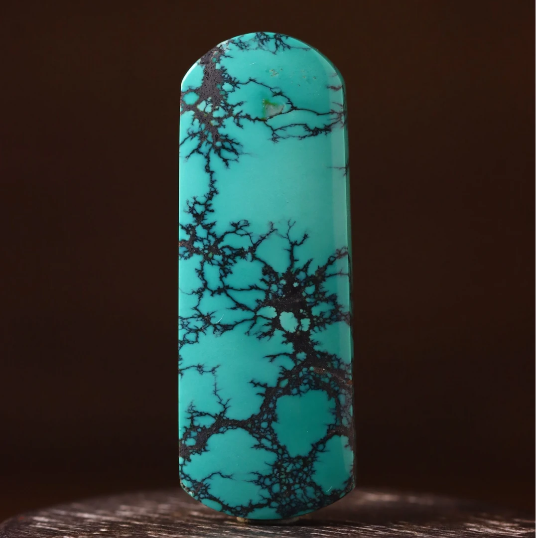 【小福一店·特色孤品】原矿高瓷意境款水草纹绿松石