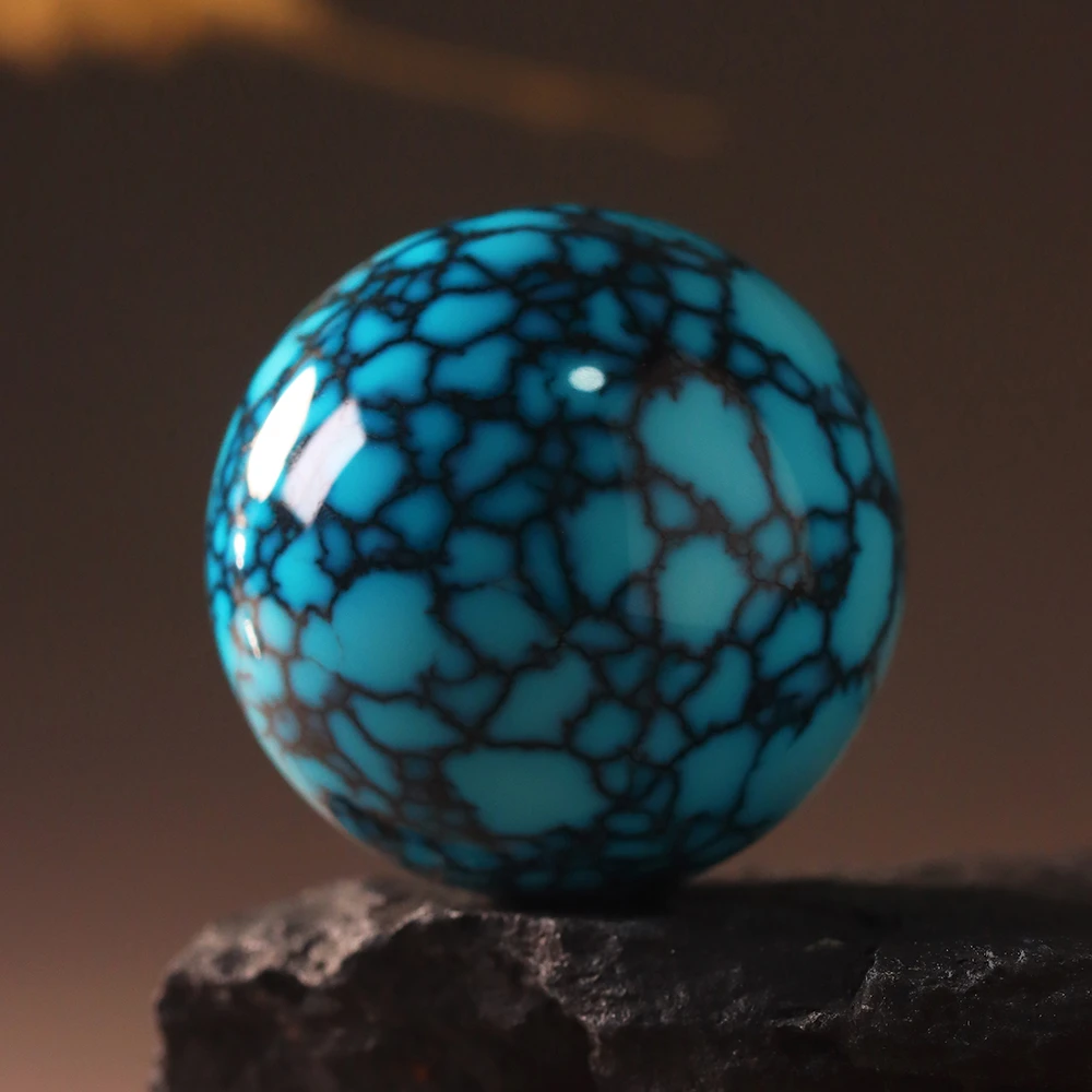 【小福一店·特色孤品】云盖寺原矿高瓷蓝乌兰花珠宝级圆珠文玩配饰