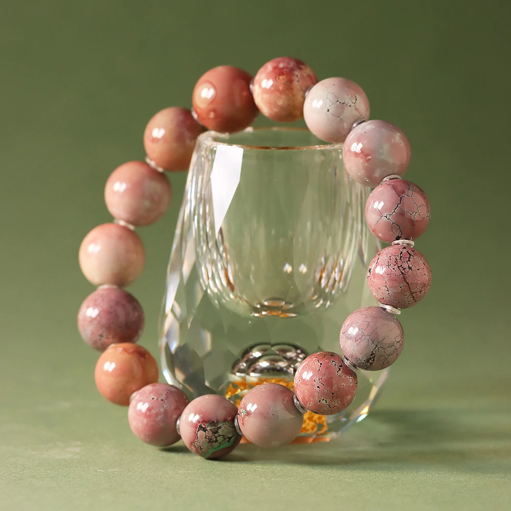 粉黛凝韵·天然粉调绿松石手串