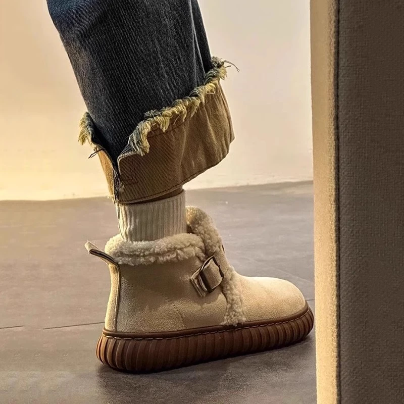 雪地靴女2024新款冬季加绒加厚防滑保暖皮毛一体毛毛大棉鞋女鞋子