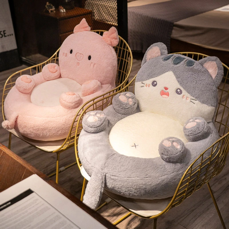 卡通坐垫靠背一体椅子办公室久坐地上榻榻米靠垫学生宿舍屁垫冬季