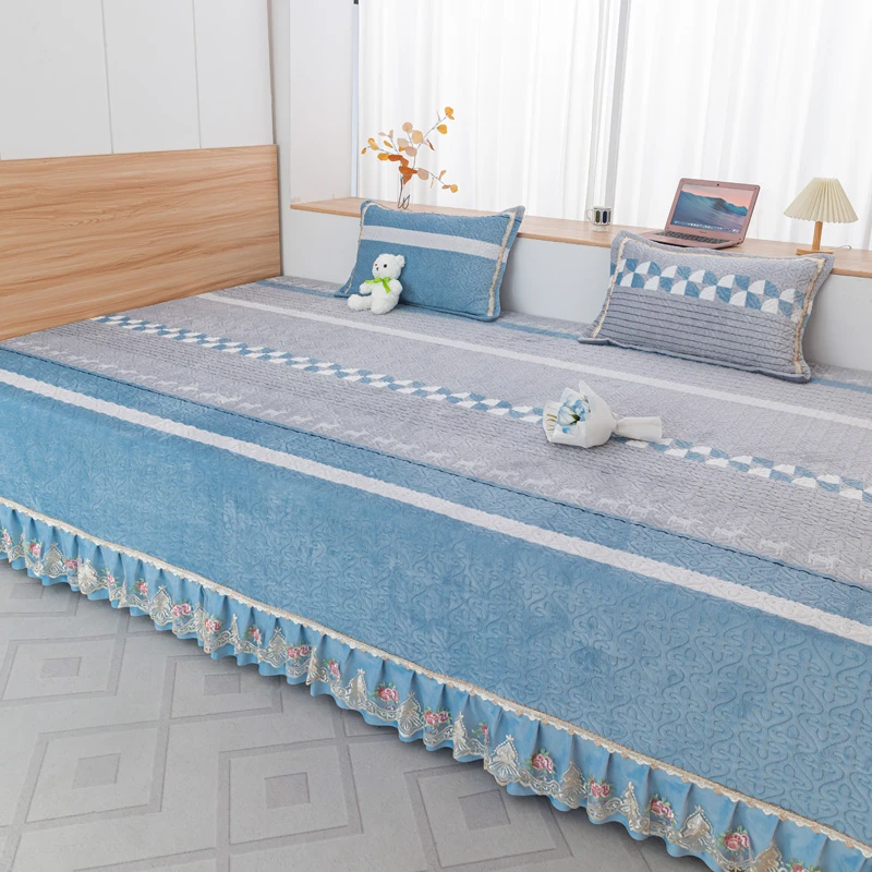 新款牛奶绒加绒大炕盖榻榻米加厚防滑定制农村土炕毯火炕单冬季4m