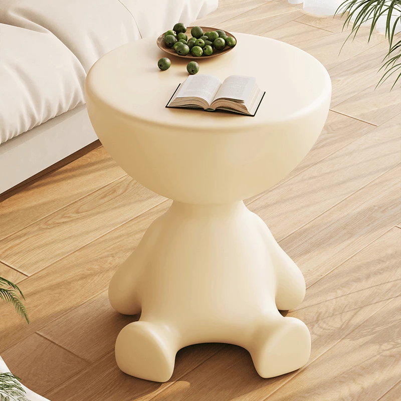 奶油风网红小熊小平头茶几小户型家用沙发边几卧室塑料边桌床头柜