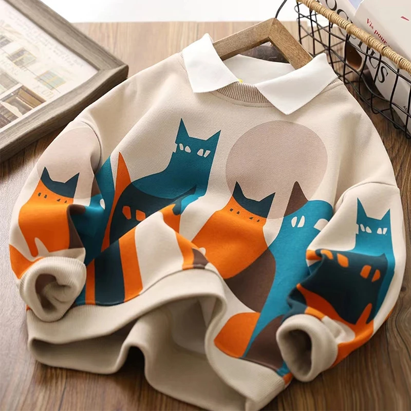 童装2025春秋新款男童翻领卫衣儿童长袖中大童百搭上衣休闲打底