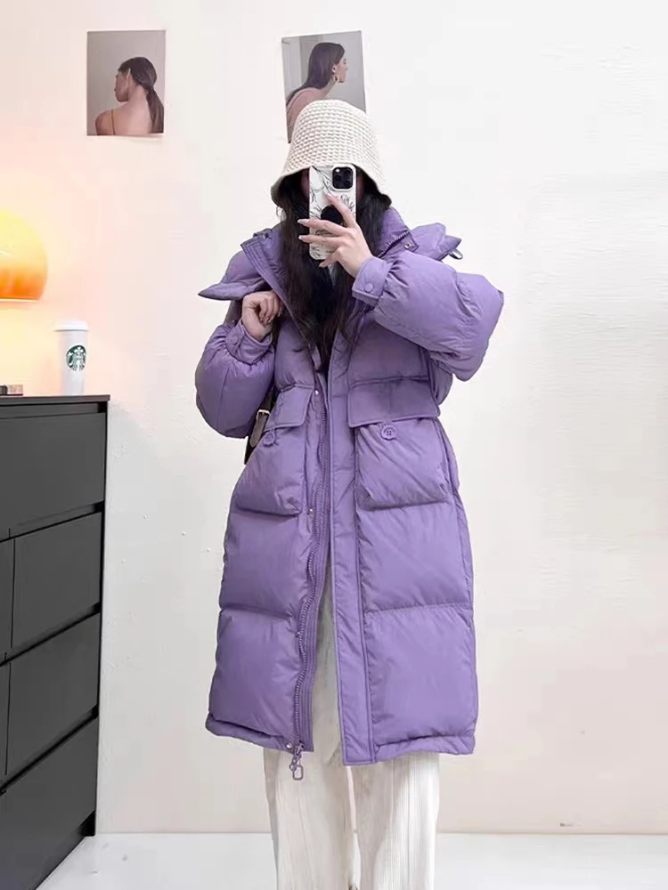 【大盼儿服饰】2023年冬季时尚百搭收腰修身显瘦加厚中长款连帽棉服