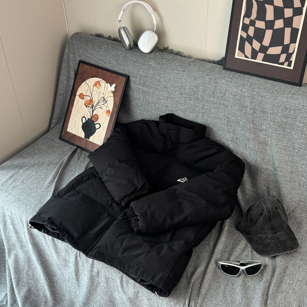 【森殿】加厚保暖棉服冬季立领外套宽松黑色刺绣棉衣保暖搭子百搭