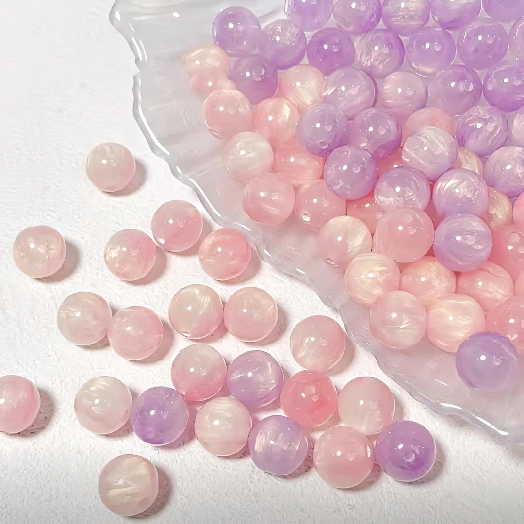 生哥推荐少女心事梦幻日系树脂鎏金油画穿珠散珠手工手链圆珠颜色