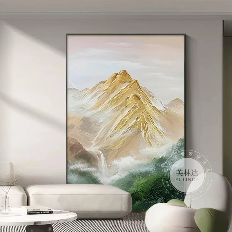 芙林达现代简约玄关装饰画日照金山高档落地客厅沙发背景墙壁挂画