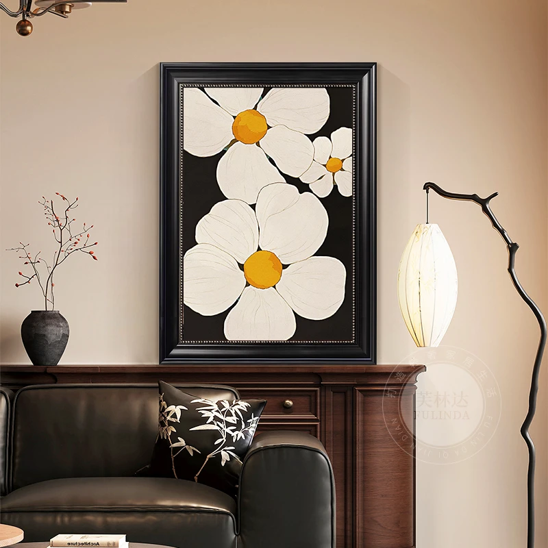 芙林达中古风客厅装饰画花卉沙发背景墙壁画高档卧室餐厅玄关挂画