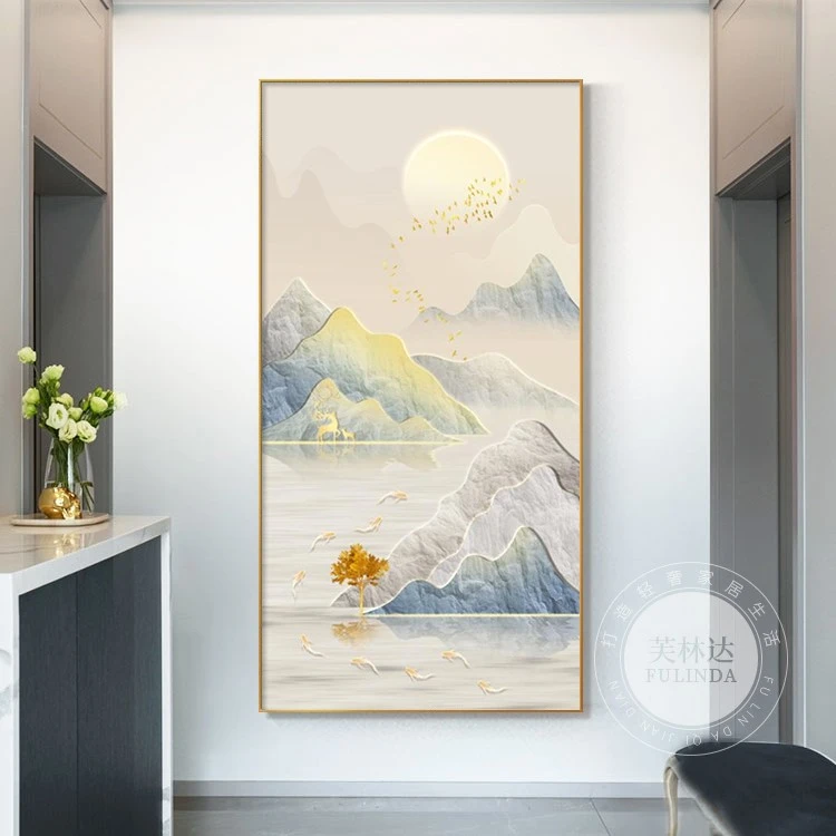 芙林达现代轻奢入户玄关装饰画山水高档走廊过道进门迎面墙壁挂画