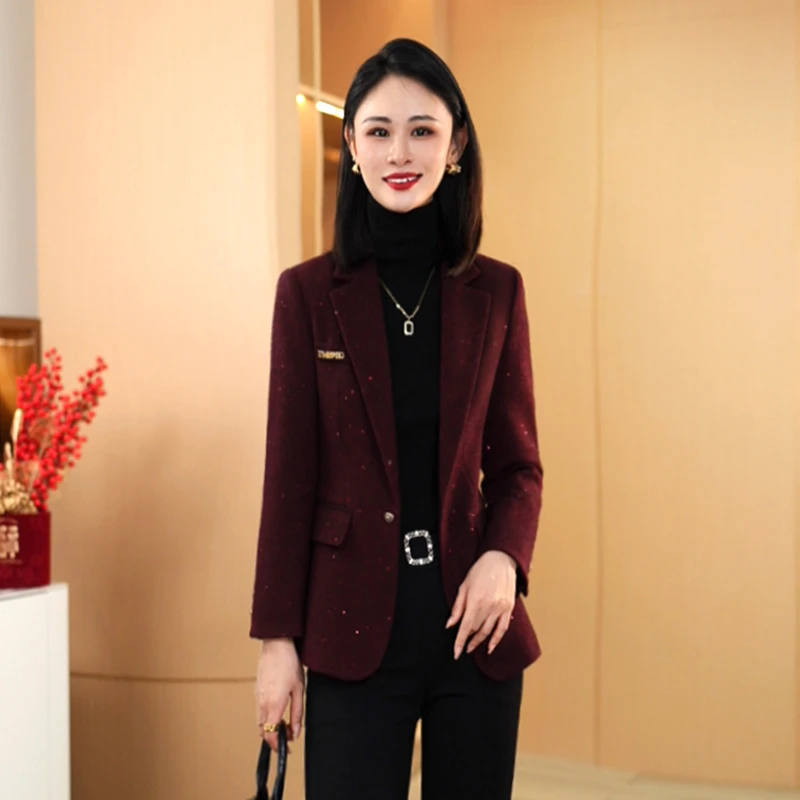 时尚设计款修身显瘦西装外套女秋冬新款高级外套气质小西服