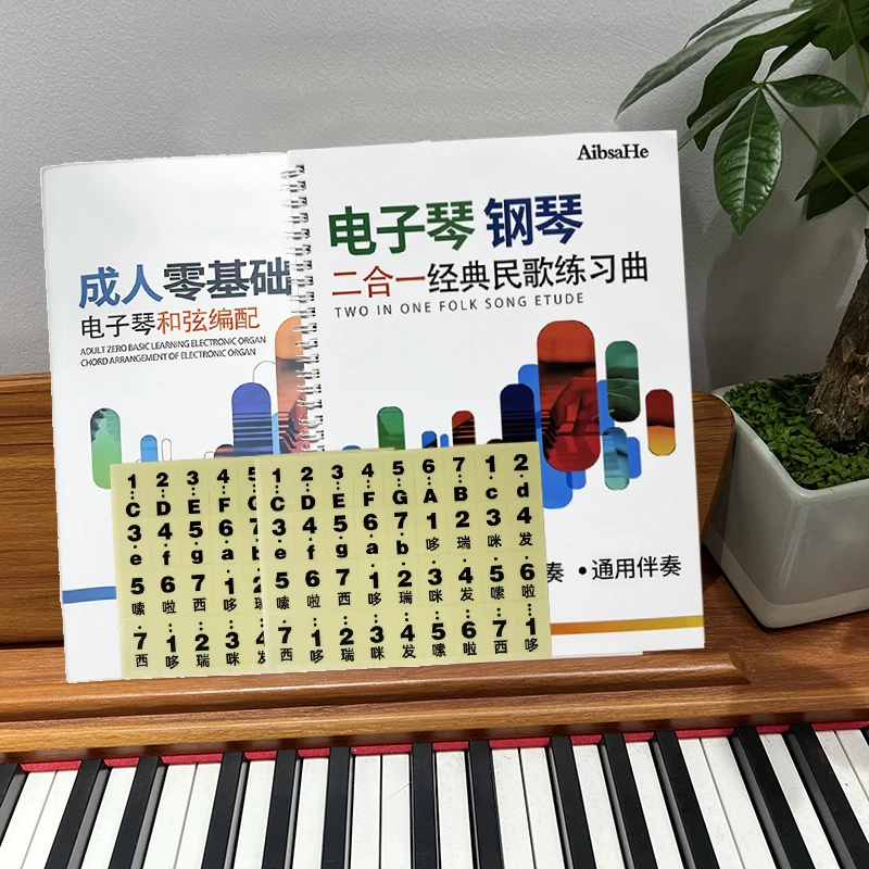 [和弦编配+钢琴电子琴二合一]  61键简谱键位贴 透明不干胶琴键贴