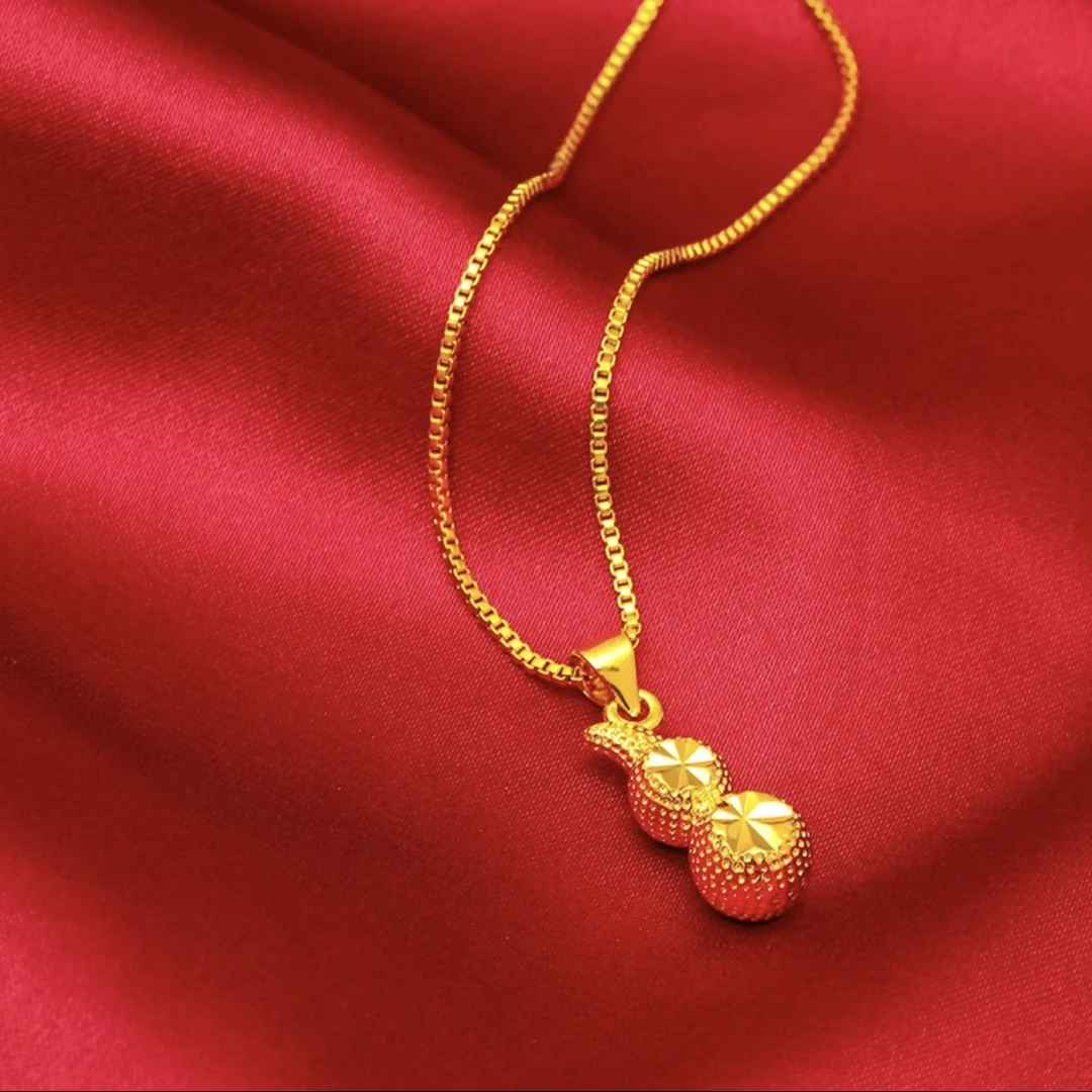 钛钢项链 M扣实心葫芦坠链气质时尚百搭毛衣链X-187