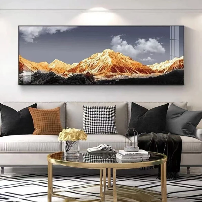 背靠金山挂画办公室日照靠山图油画客厅沙发背景墙装饰山水画壁画