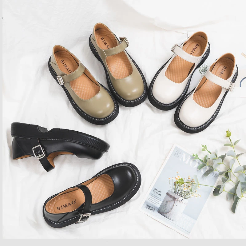 【清仓 06】玛丽珍鞋女 jk制服鞋学院风圆头厚底小皮鞋春