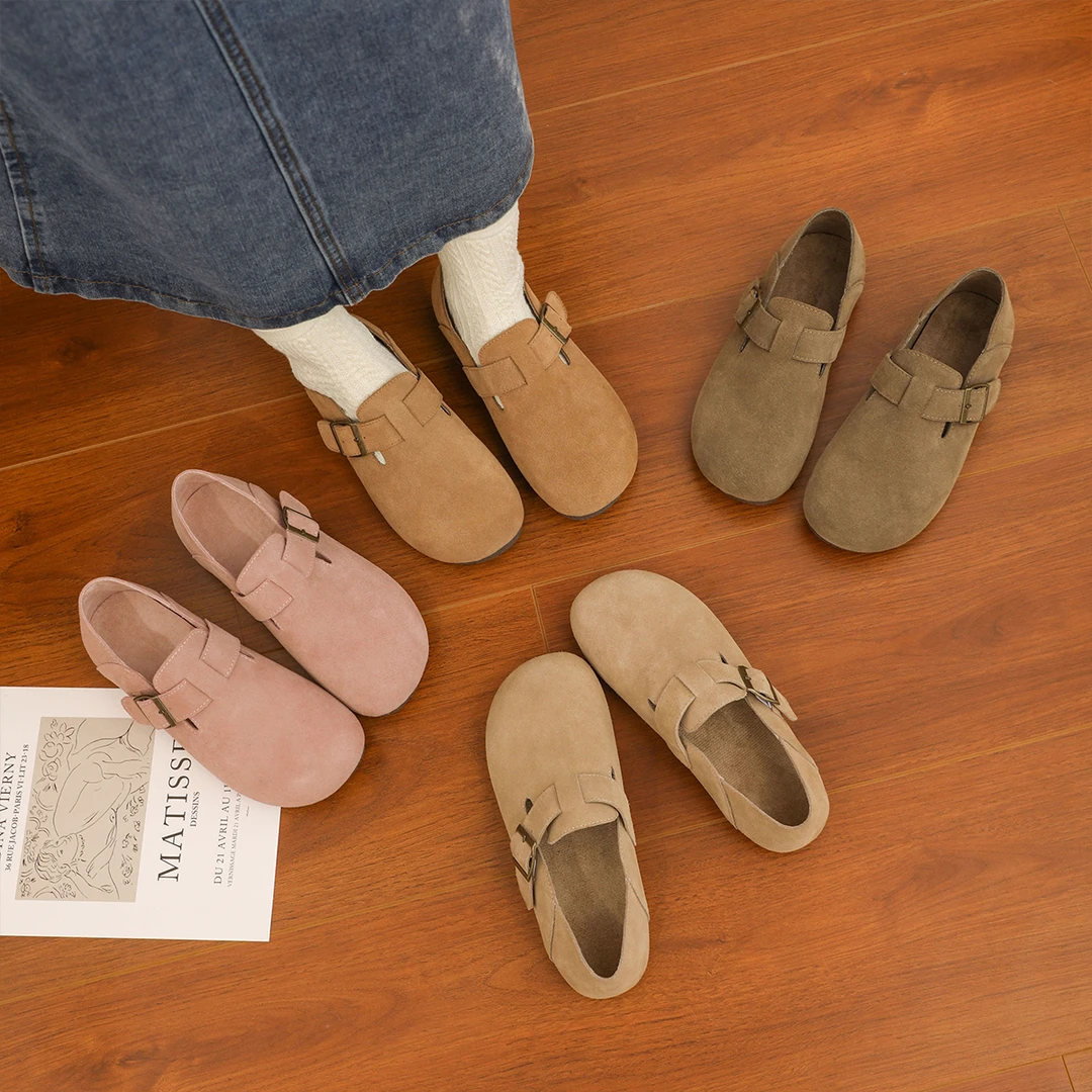 伯爵猫休闲勃肯鞋女2024夏季新款乐福鞋软面平底全包博肯鞋单鞋子