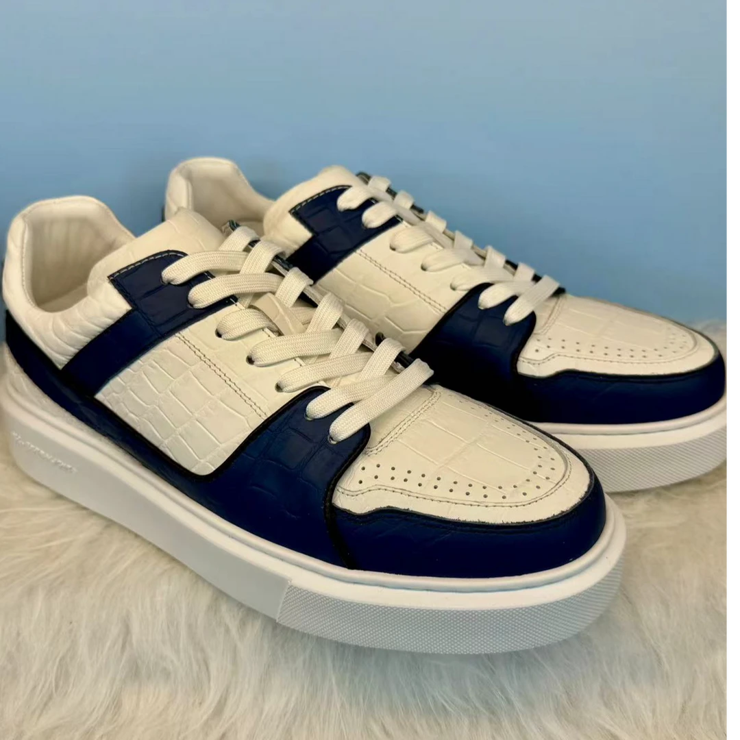 鳄鱼皮休闲拼色男士潮鞋板鞋