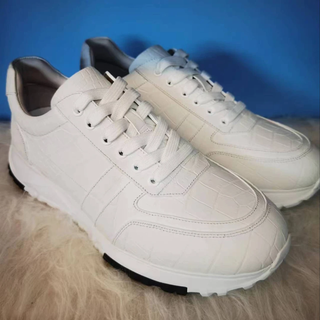 鳄鱼皮男士休闲运动鞋