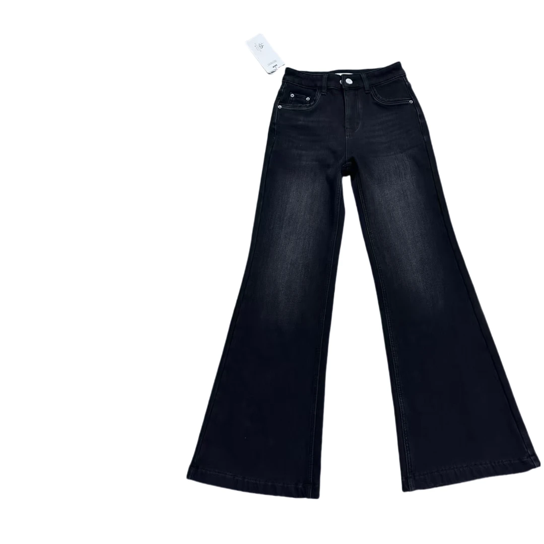 【秒变筷子腿】极简水洗黑加厚四面弹A字小微喇牛仔裤