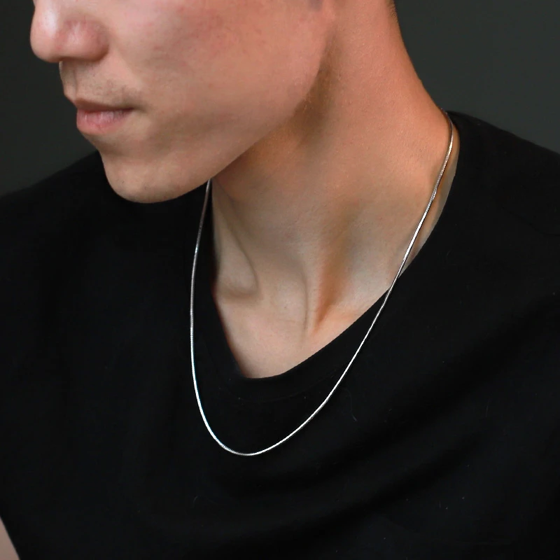 链子足银 蛇骨链990纯银项链男新款潮男士锁骨链简约细素链个时尚