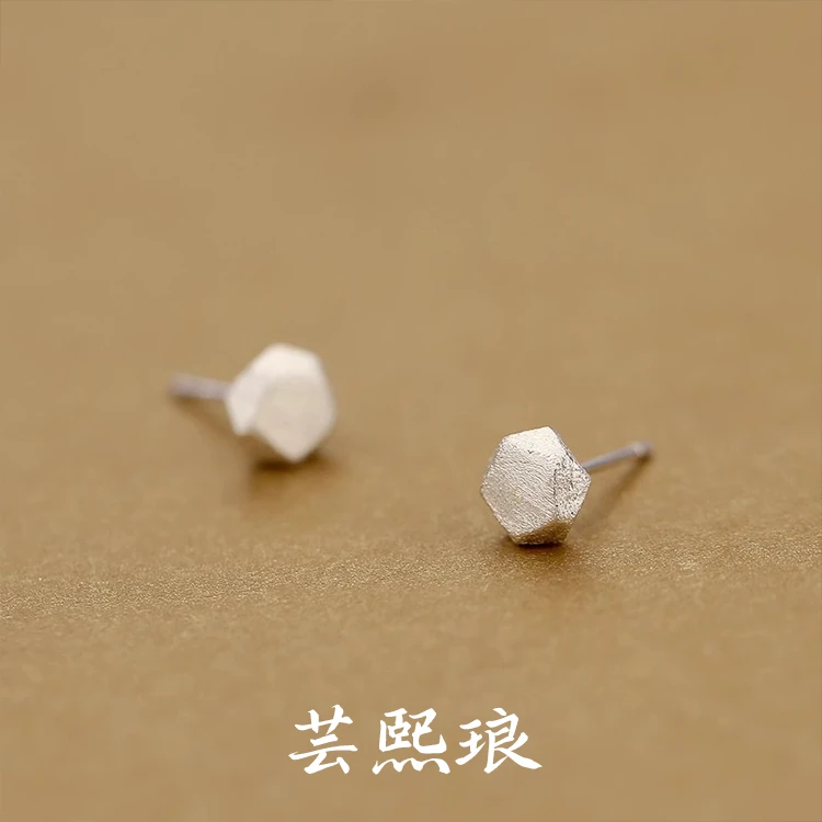 925银耳饰 s925银圆形切面耳钉甜美可爱耳环气质时尚小巧耳钉耳饰