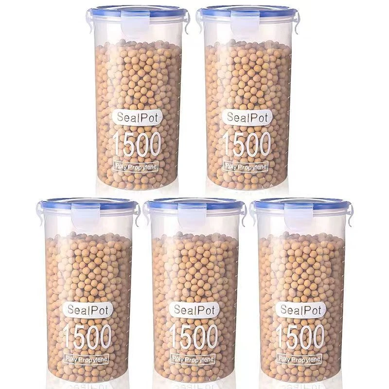 【1.5L到手5个】食品级厨房香料收纳罐密封罐储物罐塑料玻璃保鲜罐