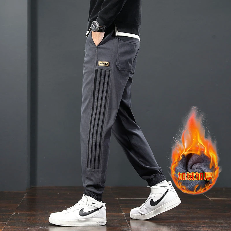 加厚新款冬装牛仔裤男青少年高中初中学生男士加绒潮牌裤子大码
