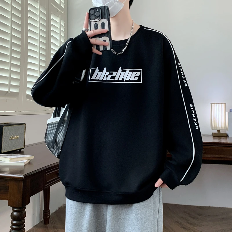 青少年学生卫衣男长袖加绒打底衫2025新款秋冬装潮牌帅气宽松衣服